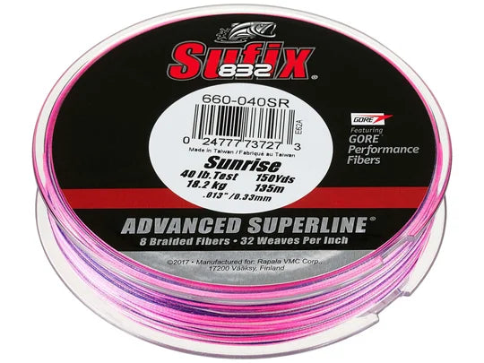 Sufix 832 Advanced Superline Braided Fishing Line - Hi-Vis Yellow 10lb Test 150yd Spool