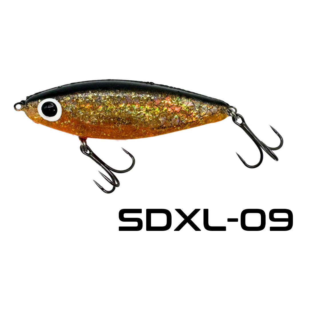 brown aberdeen fishing lure Paul Brown's Soft Dine XL Suspending Twitchbait Black Orange