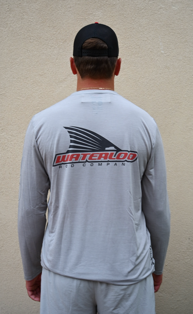 Waterloo Pearl Grey Performance Long Sleeve Shirt - Tails Up Logo
