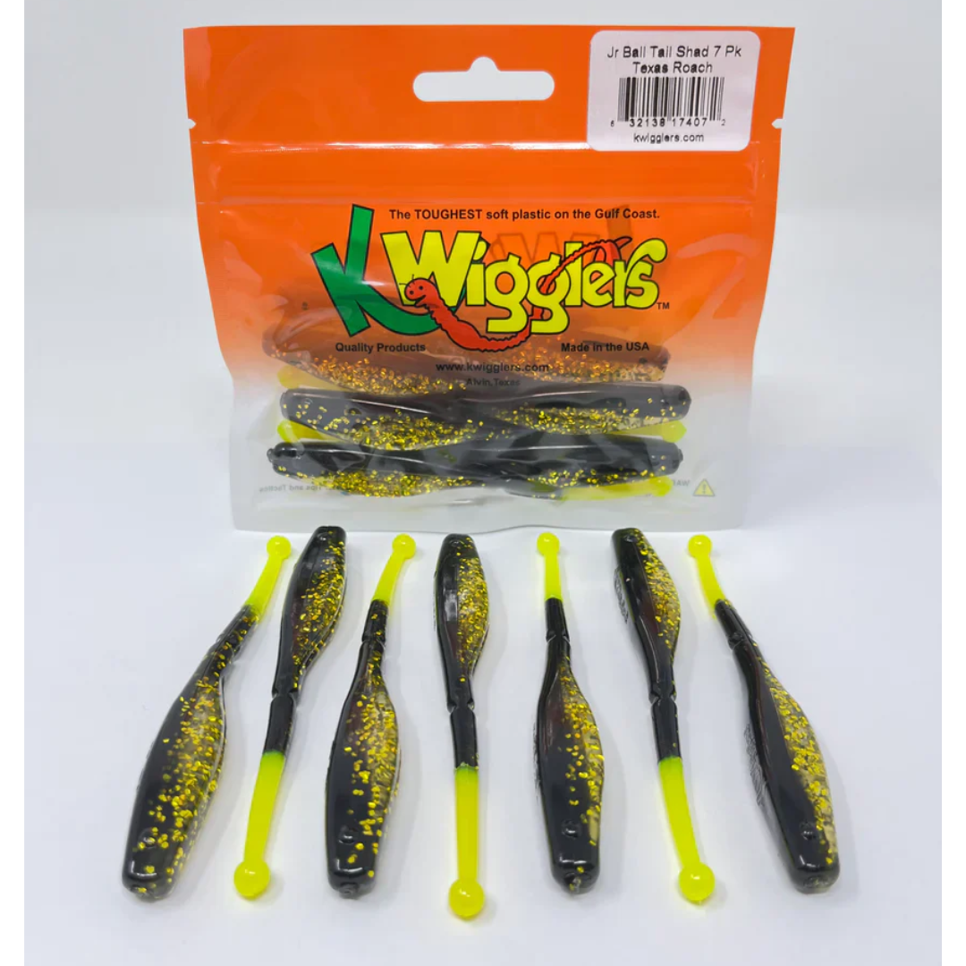 Kwigglers Junior Ball Tail Shad 7pk Pearl/Hot