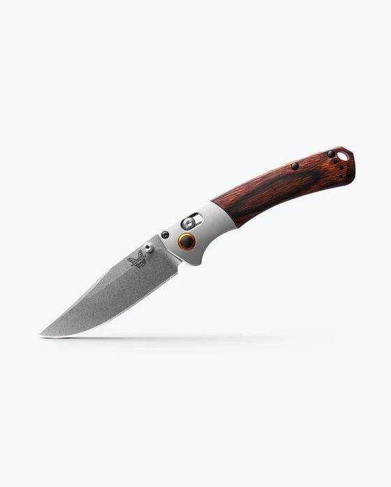 Benchmade Mini Crooked River - Grey Aluminum & Wood - Clip-Point- 15085-2