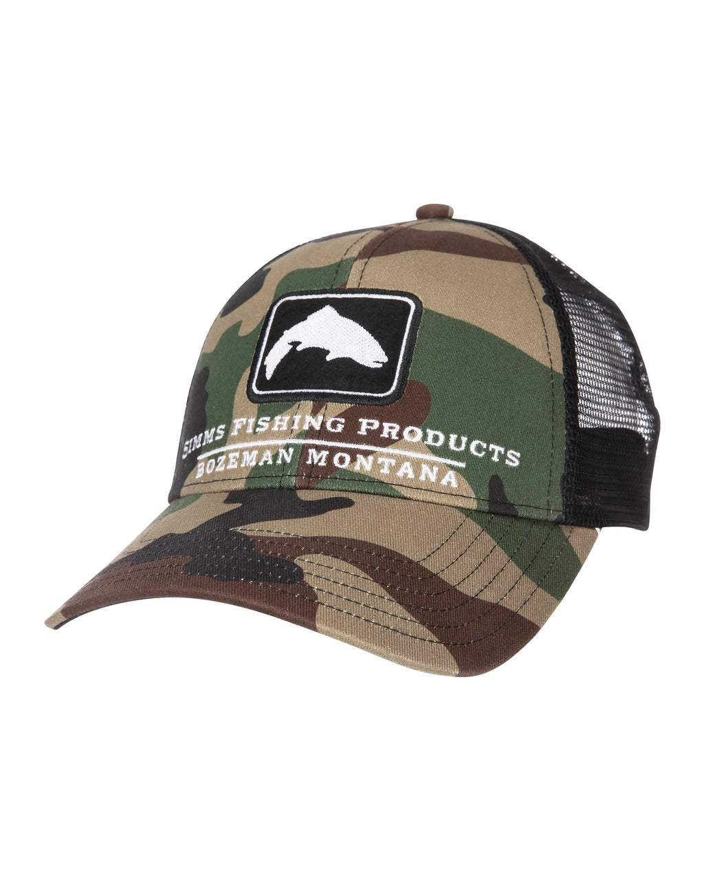 Simms Trout Icon Trucker Hat Woodland Camo