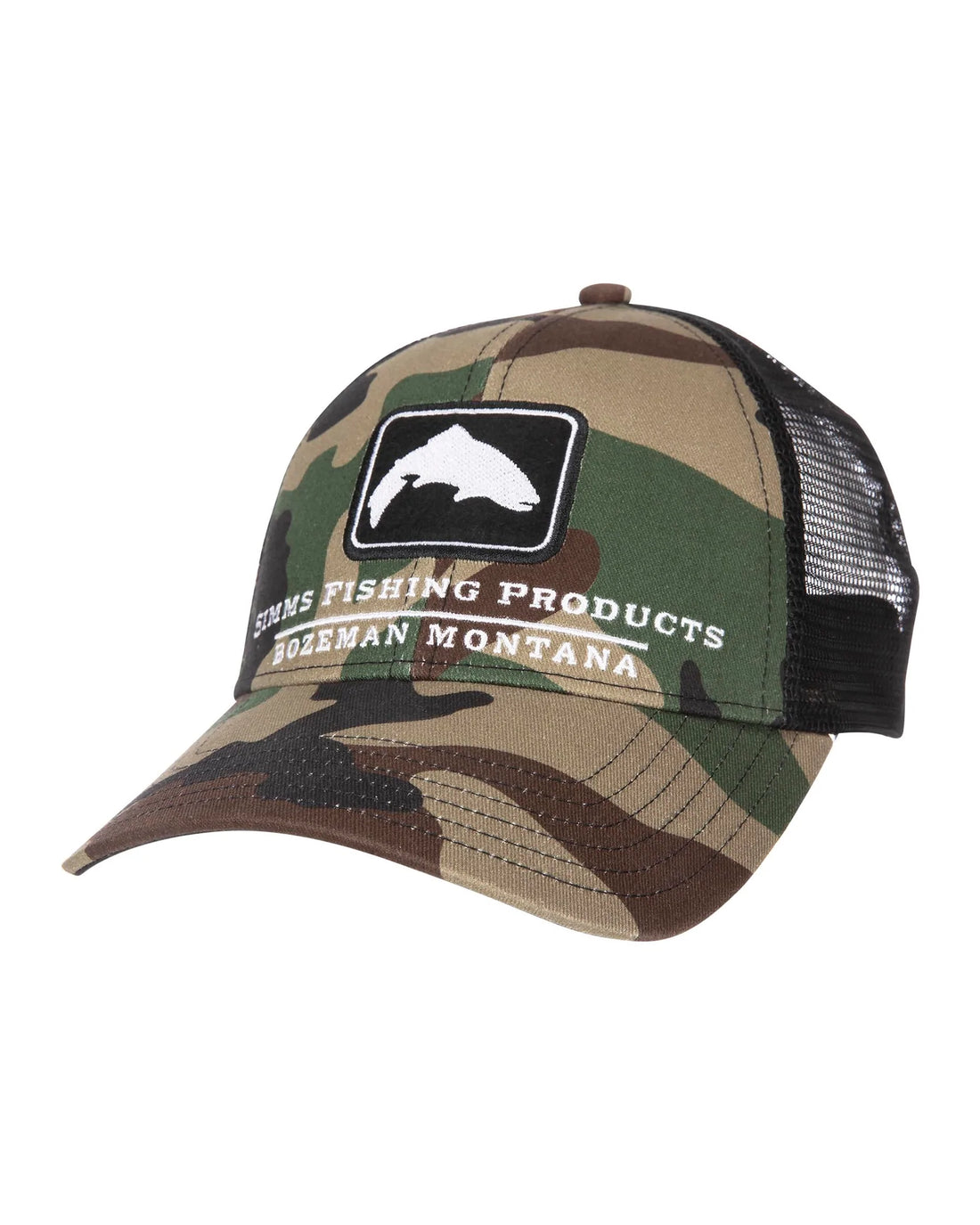 Simms Trout Icon Trucker Cap Woodland Camo Waterloo Rods