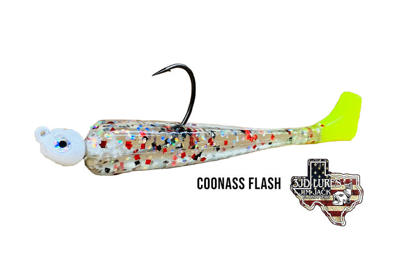 3JD Lures Inverted Paddletail, Coonass Flash