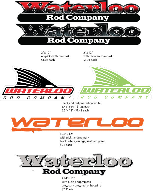 Waterloo Performance Decal (Multiple Colors) – Waterloo Rods