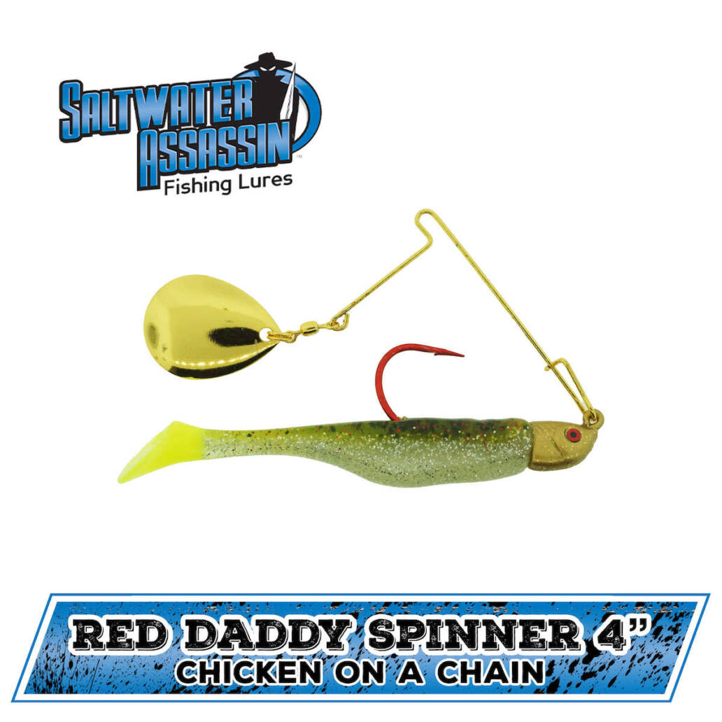 Bass Assassin Red Daddy Spinner 4" White Bass Assassin Red Daddy Spinner 4" White