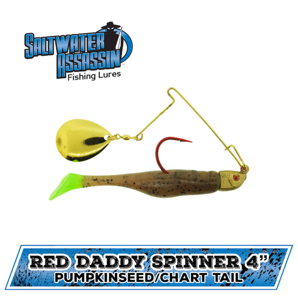 bass smasher firebolt lure Bass Assassin Red Daddy Spinner 4" White