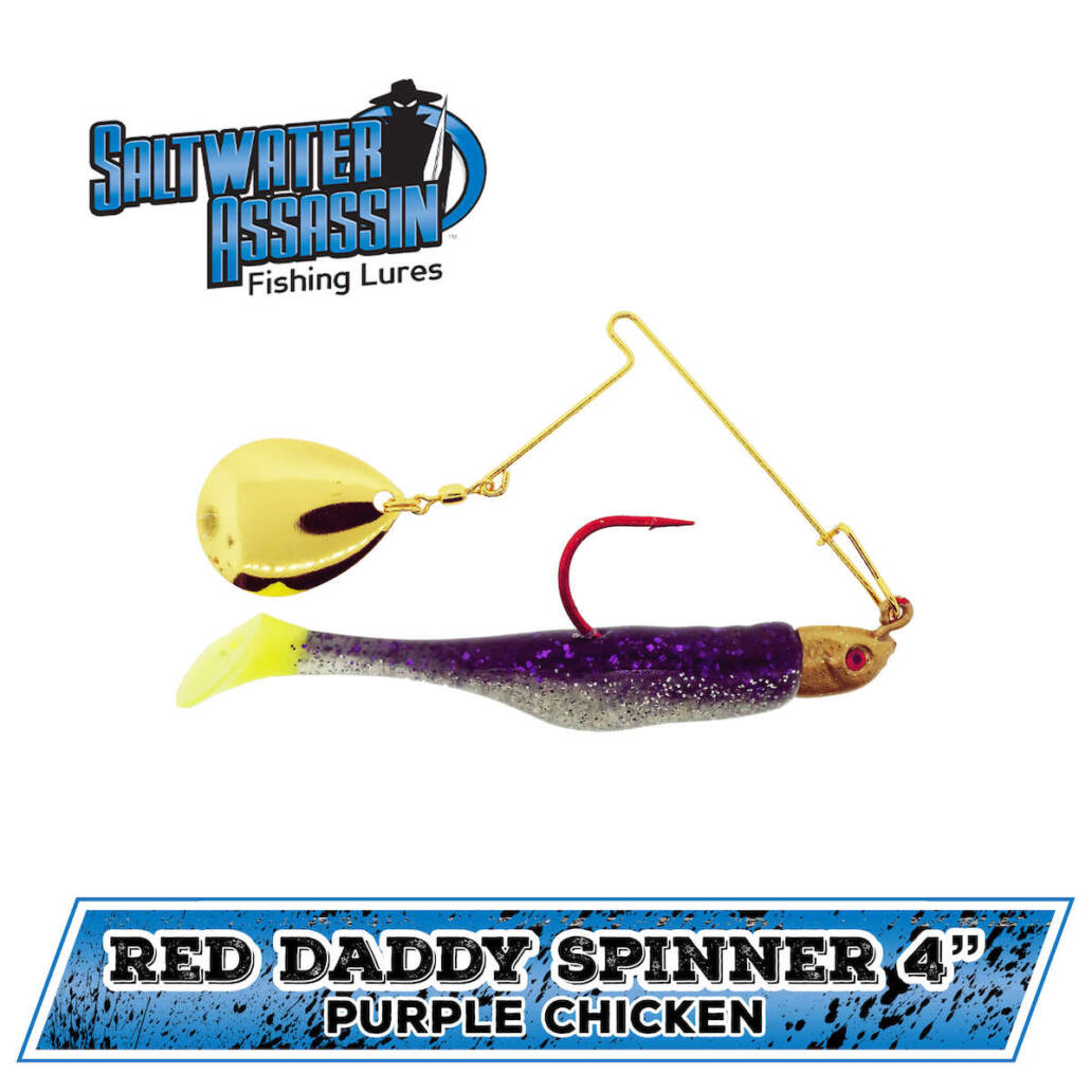 Bass Assassin RD88282 Red Daddy Spinner 4 2 ct Purple Chicken