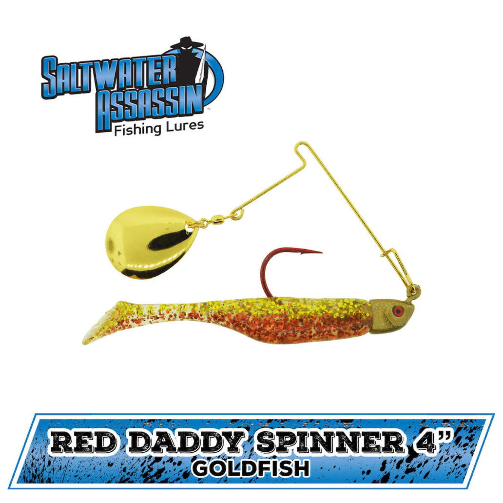 bass assasin lures Bass Assassin Red Daddy Spinner 4" White