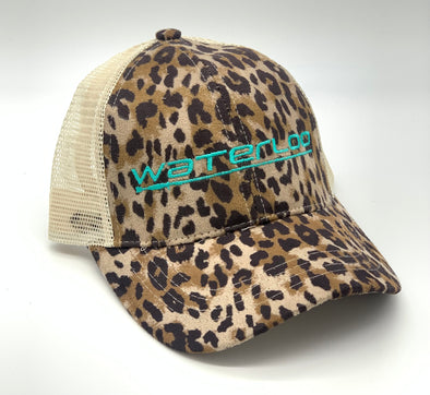 Women's Leopard Baseball Pony Cap- Teal