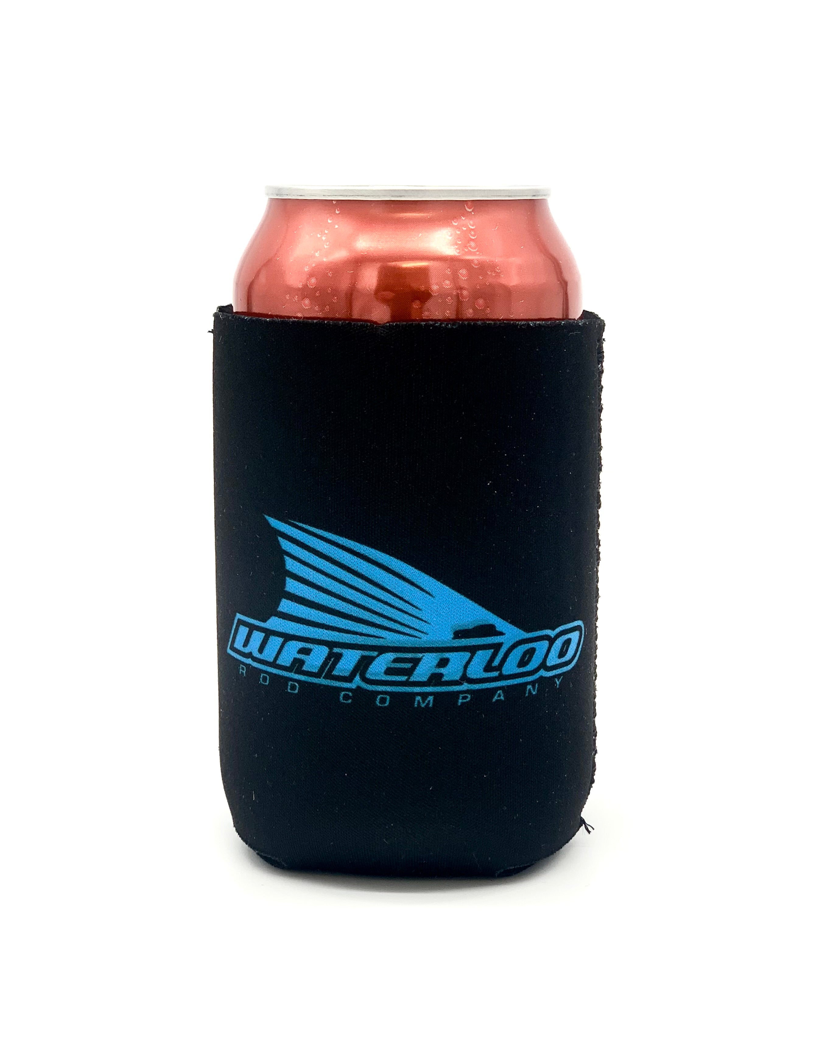 Waterloo Slim Can Koozies Black w/Seafoam Performance Logo