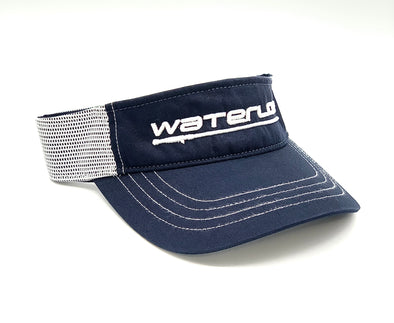Waterloo Navy and White Visor - Performance Logo