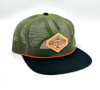 Waterloo Army Green Full Mesh Cap - Leather Patch