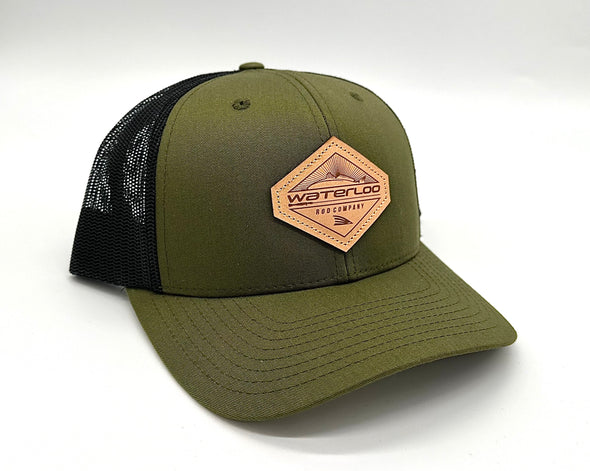 Waterloo Moss Green and Black Cap - Diamond Leather Patch
