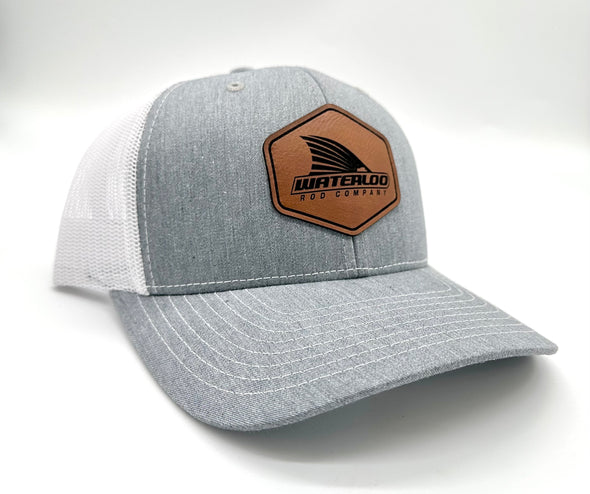 Waterloo Heather Grey and White Cap - Leather Patch -Tails Up Logo