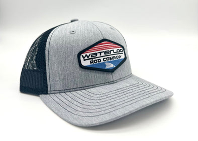 Waterloo Heather Grey and Black Youth Cap - Red/White/Blue Patch