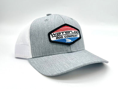 Waterloo Heather Grey and White Cap -  Red/White/Blue Tails Up