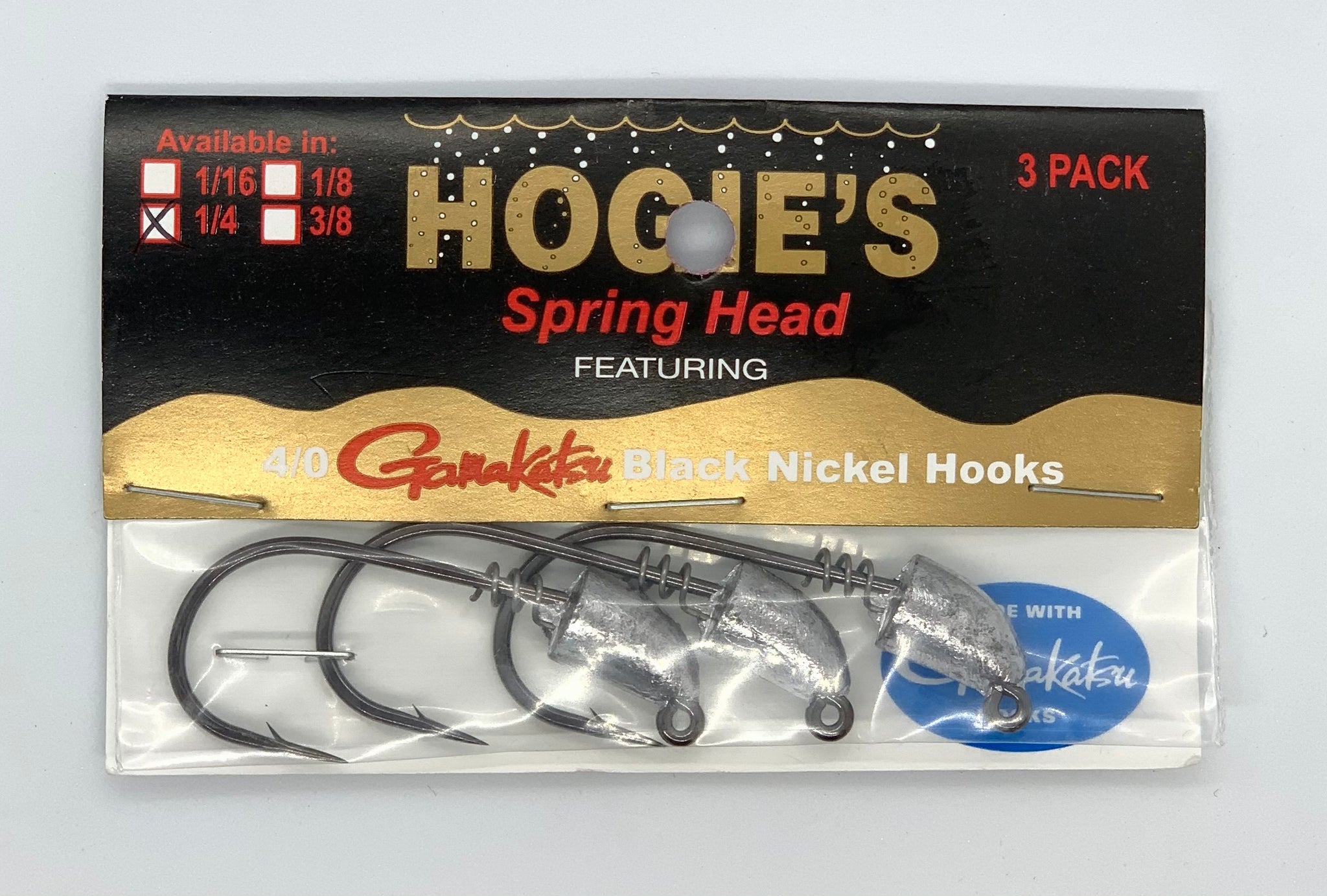 Hogie's Spring Head with 4/0 Gamakatsu Black Nickel Hooks Waterloo Rods