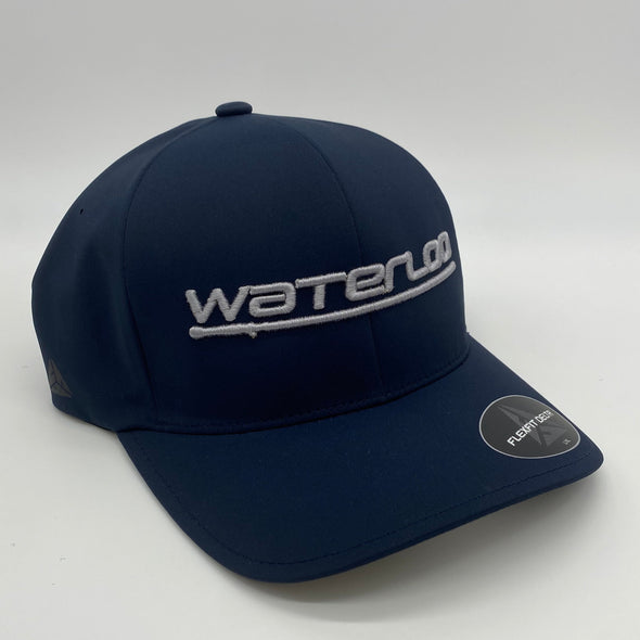 Waterloo Navy Flexfit Cap - Grey Performance Logo