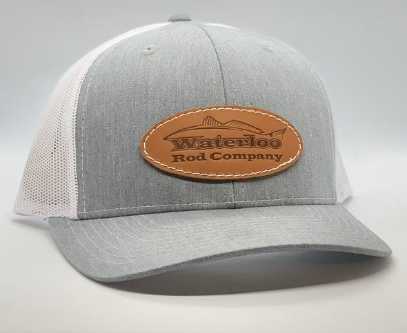 Waterloo Heather Grey and White Cap - Red Fish Leather Patch