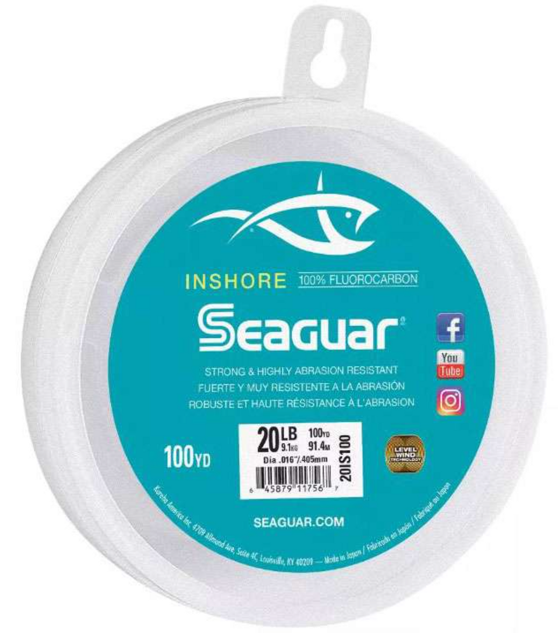 Saeguar Inshore Fluorocarbon Leader 20LB 100YDS