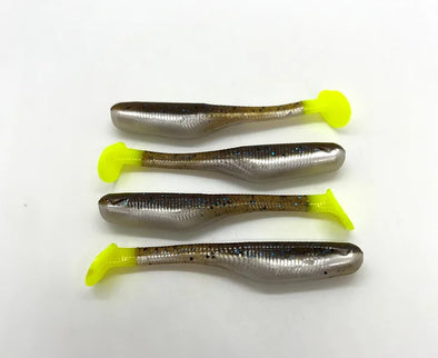 Down South Lures - Burner Shad Big Papa Pearl Chartreuse