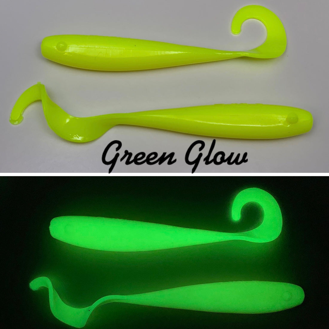 A.M. Fishing - Garlic Infused Soft Plastics 4in - 8pk / Green Glow