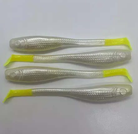 Billy Baits Master Hooker Lure - 5.5 Inch Pearl/Chartreuse/Green Firetip, Concave Head With Rattles For Trolling